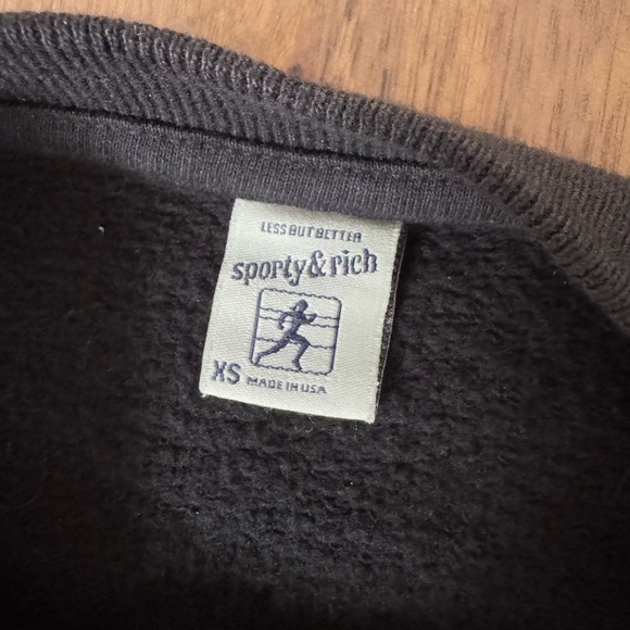 Sporty & Rich Athletic Club Cropped Crewneck Sweatshirt in Black - Picture 3 of 6